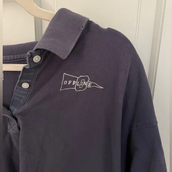 Aerie Offline Blue Cropped Collared Polo Tee Medium - Picture 2 of 7